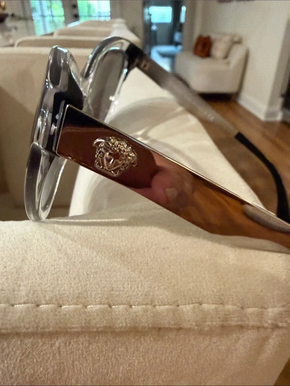 Versace Clear frame w black Cat Eye corner  wSilver Mirrored Lenses.